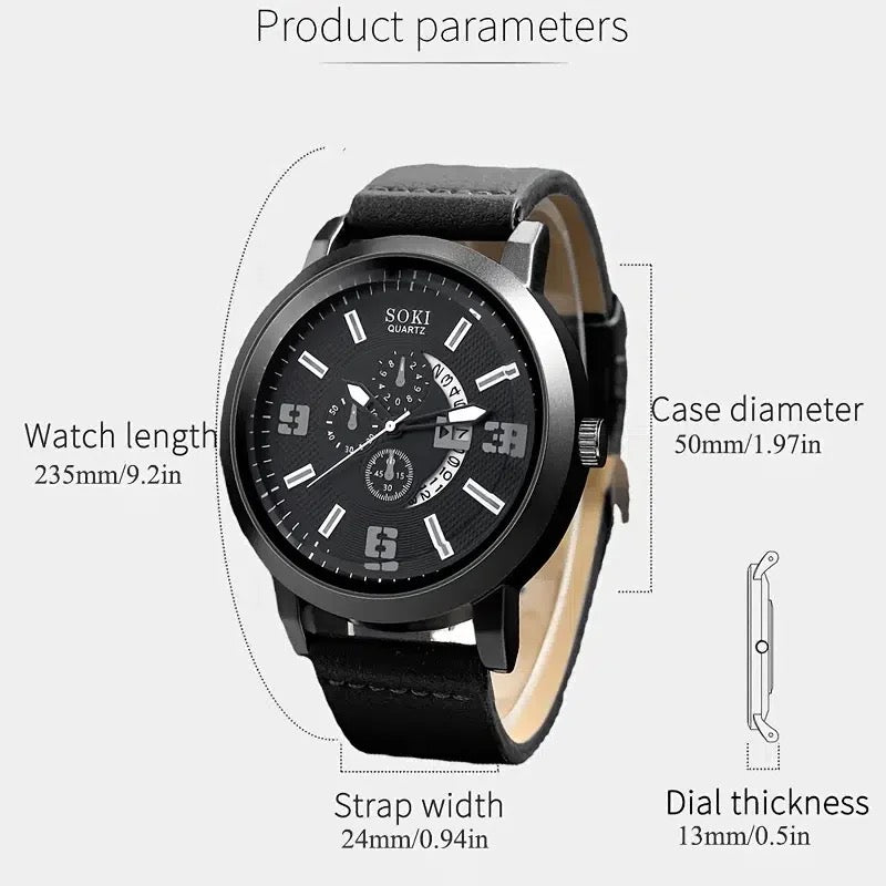 Executive 4-in-1 Black Bundle Men Business Luxury Watch