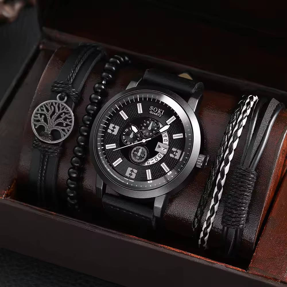 Executive 4-in-1 Black Bundle Men Business Luxury Watch